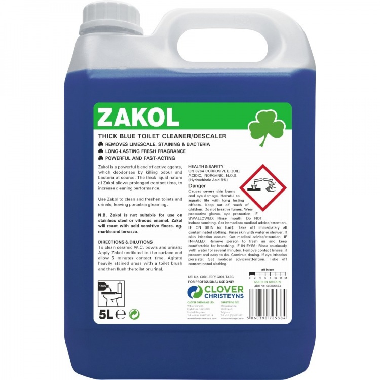 Clover Chemicals Zakol Acidic Toilet Cleaner / Descaler (501)